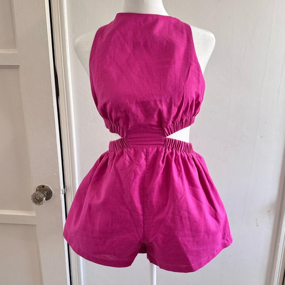 Cutout Pink Romper Open Back